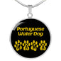 Portuguese Water Dog Mama Circle Necklace Stainless Steel or 18k Gold 18-22" Dog Owner Lover-Express Your Love Gifts