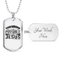 Possible With Jesus Christian Necklace Stainless Steel or 18k Gold Dog Tag 24" Chain-Express Your Love Gifts