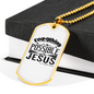 Possible With Jesus Christian Necklace Stainless Steel or 18k Gold Dog Tag 24" Chain-Express Your Love Gifts