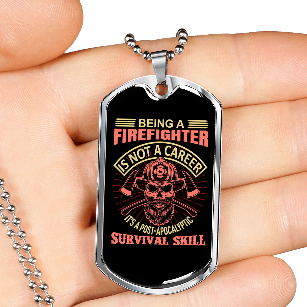 Post Apolyptic Survival Skill Firefighter Gift Stainless Steel or 18k Gold Dog Tag 24" Chain-Express Your Love Gifts