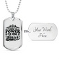 Power In The Name Christian Necklace Stainless Steel or 18k Gold Dog Tag 24" Chain-Express Your Love Gifts