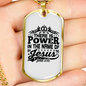 Power In The Name Christian Necklace Stainless Steel or 18k Gold Dog Tag 24" Chain-Express Your Love Gifts