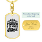 Power In The Name John 3:16 Keychain Stainless Steel or 18k Gold Dog Tag Keyring-Express Your Love Gifts
