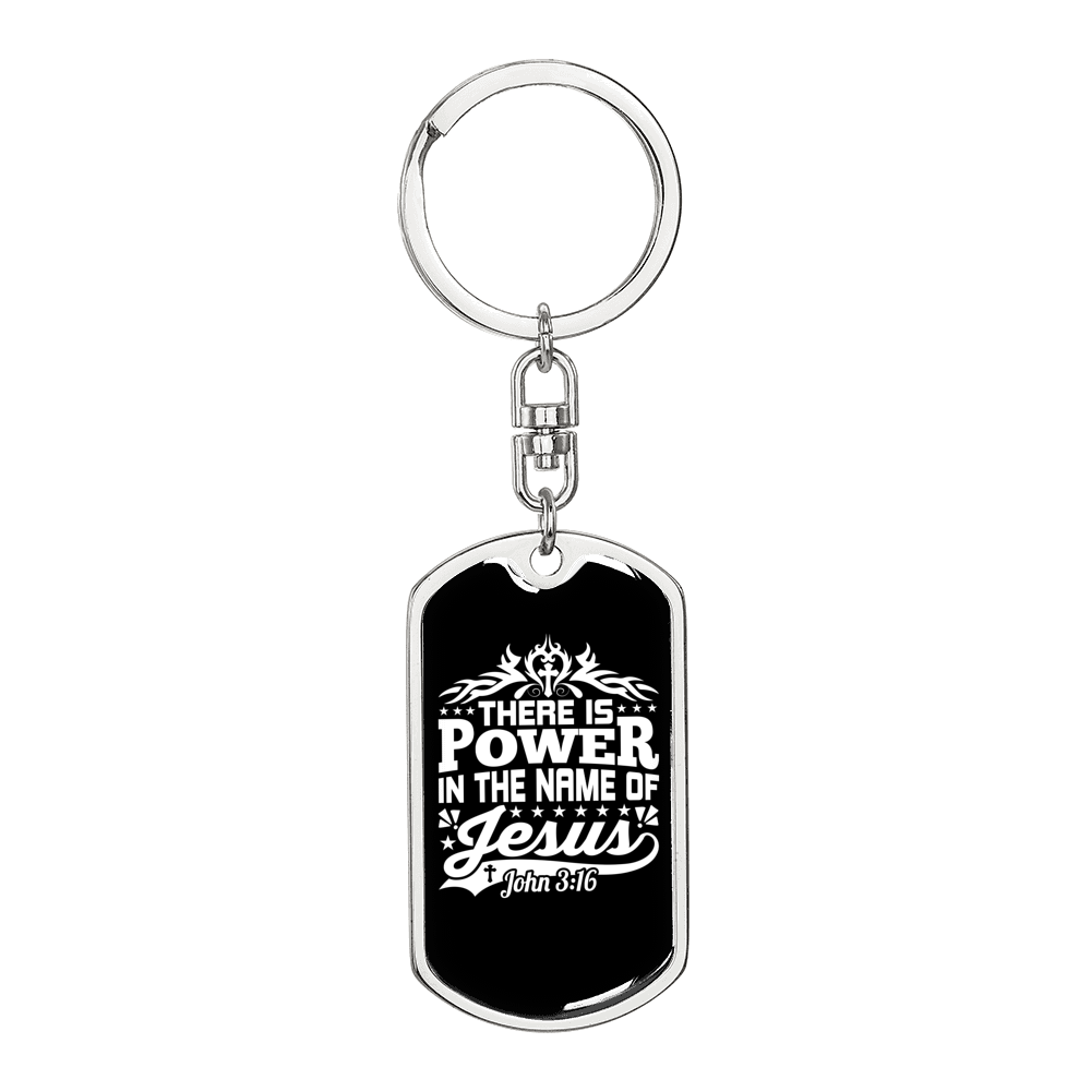 Power Of Jesus John 3:16 Keychain Stainless Steel or 18k Gold Dog Tag Keyring-Express Your Love Gifts
