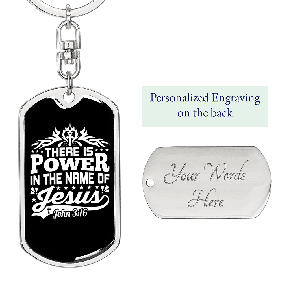 Power Of Jesus John 3:16 Keychain Stainless Steel or 18k Gold Dog Tag Keyring-Express Your Love Gifts