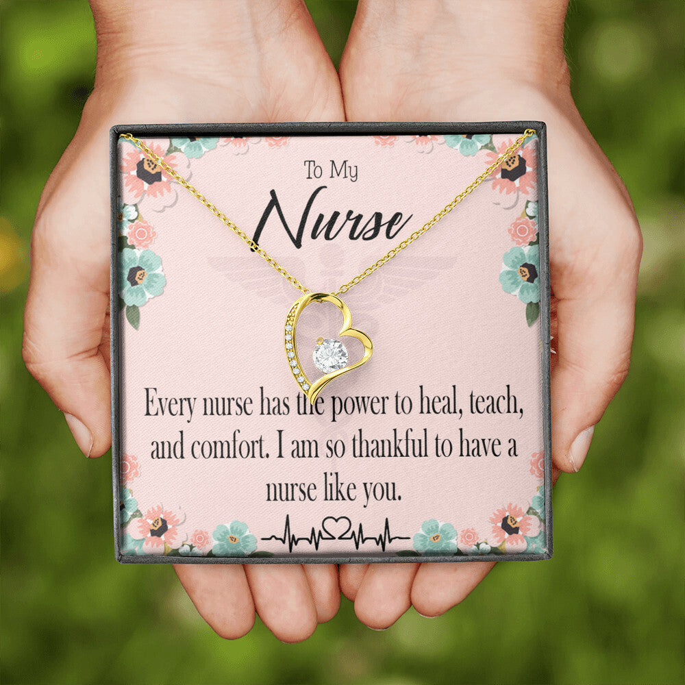 Power to Heal Healthcare Medical Worker Nurse Appreciation Gift Forever Necklace w Message Card-Express Your Love Gifts