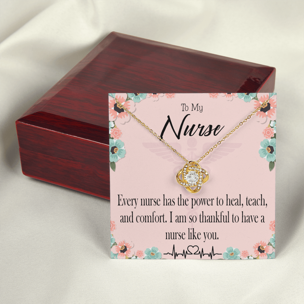 Power to Heal Healthcare Medical Worker Nurse Appreciation Gift Infinity Knot Necklace Message Card-Express Your Love Gifts