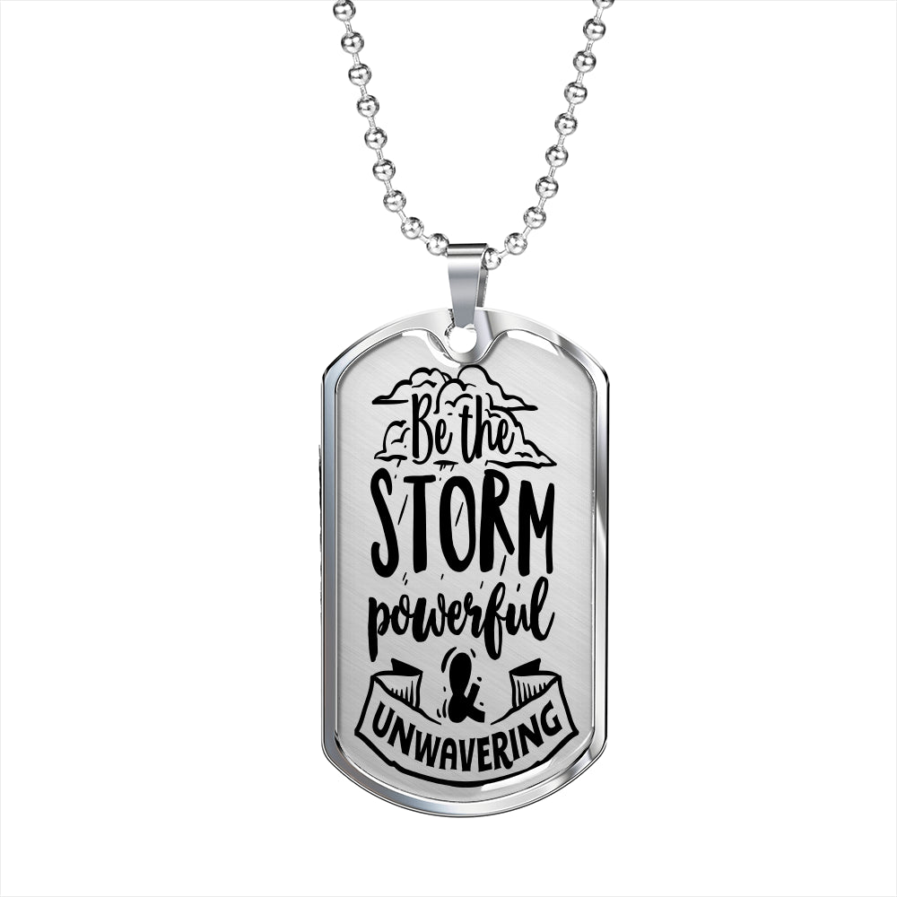 Powerful And Unwavering Necklace Inspirational Necklace Stainless Steel or 18k Gold Dog Tag 24" Chain-Express Your Love Gifts