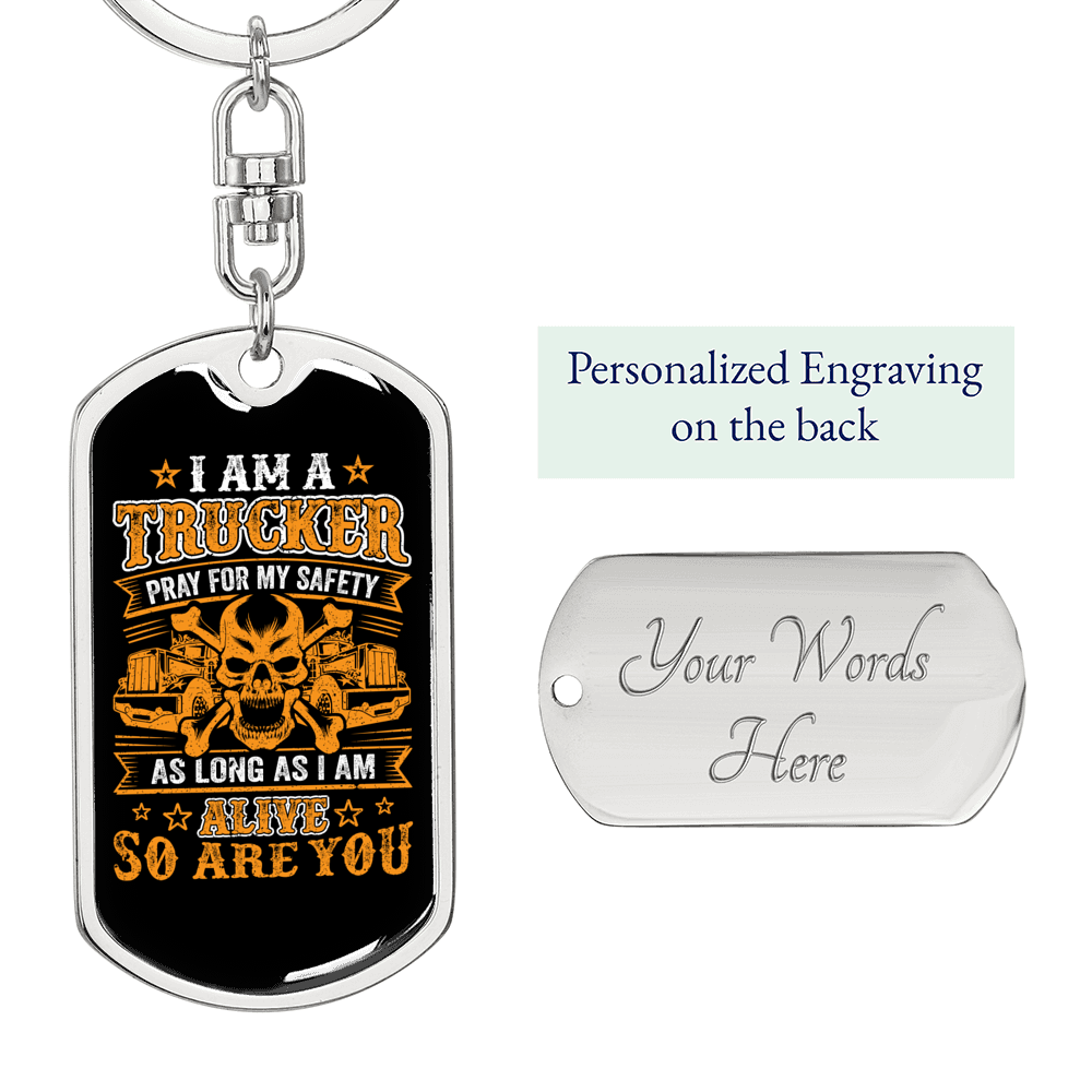 Pray For My Safety Swivel Keychain Dog Tag Stainless Steel or 18k Gold-Express Your Love Gifts