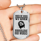 Pray God Works Christian Necklace Stainless Steel or 18k Gold Dog Tag 24" Chain-Express Your Love Gifts
