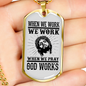 Pray God Works Christian Necklace Stainless Steel or 18k Gold Dog Tag 24" Chain-Express Your Love Gifts