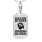 Pray God Works Keychain Stainless Steel or 18k Gold Dog Tag Keyring-Express Your Love Gifts