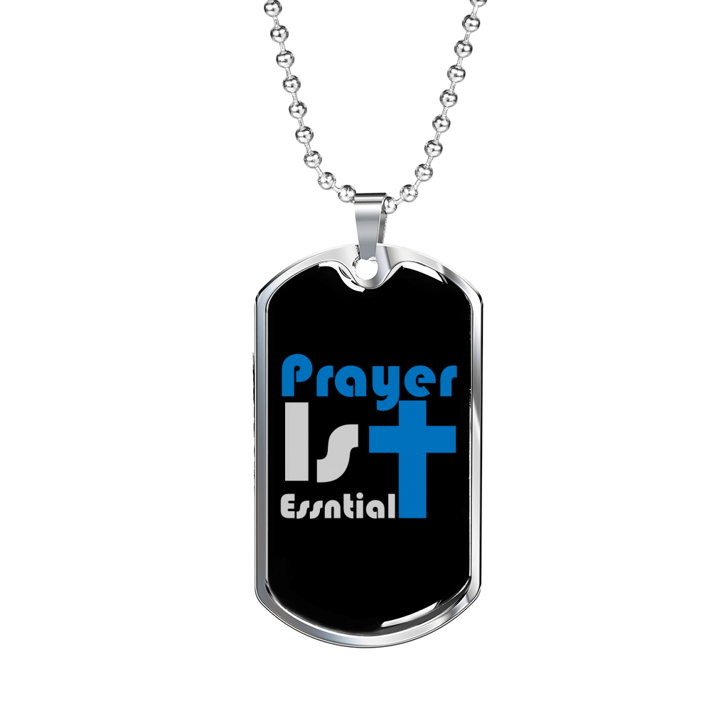Prayer 1st Christian Necklace Stainless Steel or 18k Gold Dog Tag 24" Chain-Express Your Love Gifts
