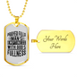 Prayer Fills Man Christian Necklace Stainless Steel or 18k Gold Dog Tag 24" Chain-Express Your Love Gifts