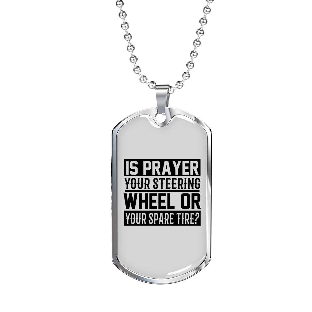 Prayer Steering Wheel Christian Necklace Stainless Steel or 18k Gold Dog Tag 24" Chain-Express Your Love Gifts