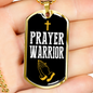 Prayer Warrior Luke 21:36 Necklace Stainless Steel or 18k Gold Dog Tag 24" Chain-Express Your Love Gifts