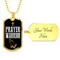 Prayer Warrior Luke 21:36 Necklace Stainless Steel or 18k Gold Dog Tag 24" Chain-Express Your Love Gifts