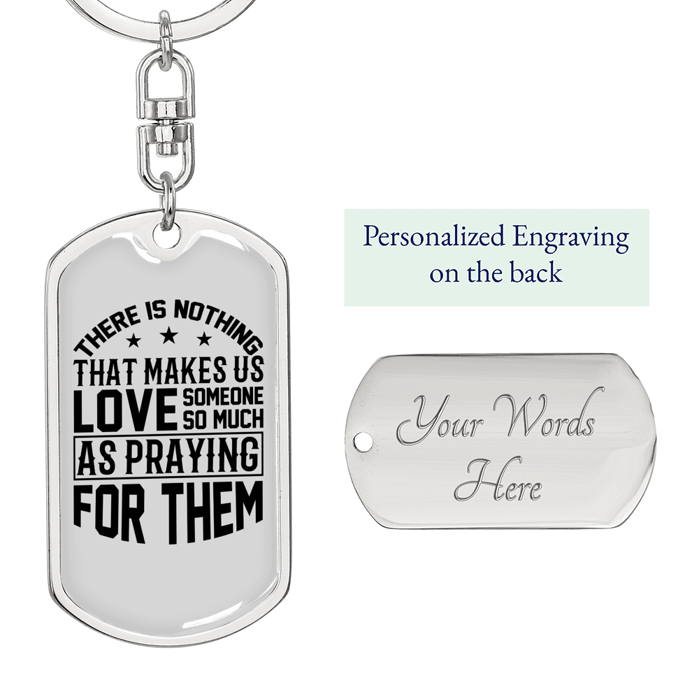 Praying For Them Keychain Stainless Steel or 18k Gold Dog Tag Keyring-Express Your Love Gifts