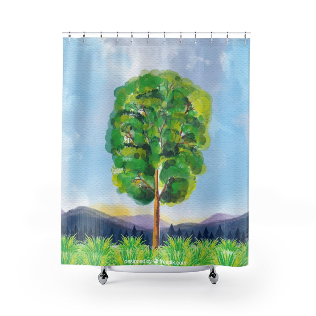 Pretty Landscape Tree Stylish Design 71" x 74" Elegant Waterproof Shower Curtain for a Spa-like Bathroom Paradise Exceptional Craftsmanship-Express Your Love Gifts