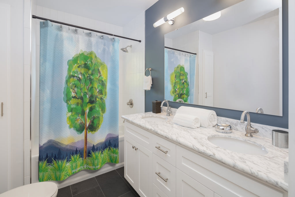 Pretty Landscape Tree Stylish Design 71" x 74" Elegant Waterproof Shower Curtain for a Spa-like Bathroom Paradise Exceptional Craftsmanship-Express Your Love Gifts