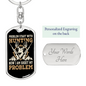 Problem Starts With Hunter'S Keychain Gift Stainless Steel or 18k Gold Dog Tag Keyring-Express Your Love Gifts