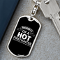 Property Of A Firefighter Keychain Stainless Steel or 18k Gold Dog Tag Keyring-Express Your Love Gifts