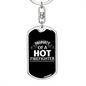 Property Of A Firefighter Keychain Stainless Steel or 18k Gold Dog Tag Keyring-Express Your Love Gifts