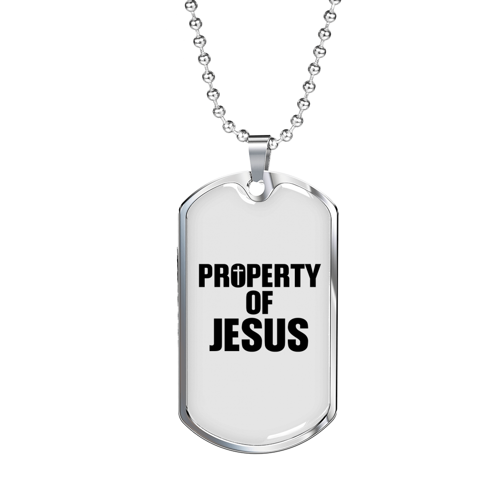 Property Of Jesus Christian Necklace Stainless Steel or 18k Gold Dog Tag 24" Chain-Express Your Love Gifts