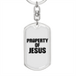 Property Of Jesus Keychain Stainless Steel or 18k Gold Dog Tag Keyring-Express Your Love Gifts