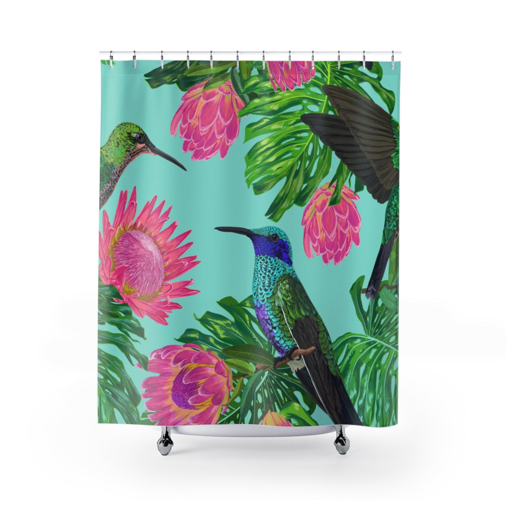 Protea Flowers Birds Stylish Design 71" x 74" Elegant Waterproof Shower Curtain for a Spa-like Bathroom Paradise Exceptional Craftsmanship-Express Your Love Gifts