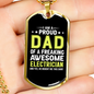 Proud Dad Of Electrician Necklace Stainless Steel or 18k Gold Dog Tag 24" Chain-Express Your Love Gifts