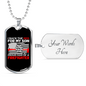 Proud Dad Of Firefighter Gift Stainless Steel or 18k Gold Dog Tag 24" Chain-Express Your Love Gifts