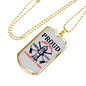 Proud Fire Wife Necklace Stainless Steel or 18k Gold Dog Tag 24" Chain-Express Your Love Gifts