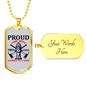 Proud Fire Wife Necklace Stainless Steel or 18k Gold Dog Tag 24" Chain-Express Your Love Gifts