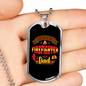 Proud Firefighter Dad Orange Necklace Stainless Steel or 18k Gold Dog Tag 24" Chain-Express Your Love Gifts