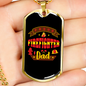 Proud Firefighter Dad Orange Necklace Stainless Steel or 18k Gold Dog Tag 24" Chain-Express Your Love Gifts