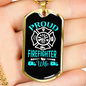 Proud Firefighter Wife Necklace Stainless Steel or 18k Gold Dog Tag 24" Chain-Express Your Love Gifts