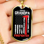 Proud Grandpa Firefighter Gift Stainless Steel or 18k Gold Dog Tag 24" Chain-Express Your Love Gifts