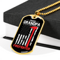 Proud Grandpa Firefighter Gift Stainless Steel or 18k Gold Dog Tag 24" Chain-Express Your Love Gifts