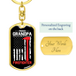 Proud Grandpa Firefighter Keychain Stainless Steel or 18k Gold Dog Tag Keyring-Express Your Love Gifts