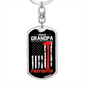 Proud Grandpa Firefighter Keychain Stainless Steel or 18k Gold Dog Tag Keyring-Express Your Love Gifts