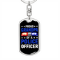 Proud Grandpa Of A Police Officer Keychain Stainless Steel or 18k Gold Dog Tag Keyring-Express Your Love Gifts