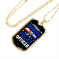 Proud Grandpa Of A Police Officer Necklace Stainless Steel or 18k Gold Dog Tag 24"-Express Your Love Gifts