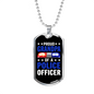 Proud Grandpa Of A Police Officer Necklace Stainless Steel or 18k Gold Dog Tag 24"-Express Your Love Gifts