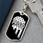 Proud Men In Blue Keychain Stainless Steel or 18k Gold Dog Tag Keyring-Express Your Love Gifts