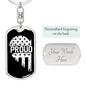 Proud Men In Blue Keychain Stainless Steel or 18k Gold Dog Tag Keyring-Express Your Love Gifts