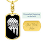 Proud Men In Blue Keychain Stainless Steel or 18k Gold Dog Tag Keyring-Express Your Love Gifts