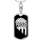 Proud Men In Blue Keychain Stainless Steel or 18k Gold Dog Tag Keyring-Express Your Love Gifts