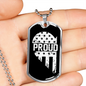 Proud Men In Blue Necklace Stainless Steel or 18k Gold Dog Tag 24"-Express Your Love Gifts