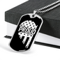 Proud Men In Blue Necklace Stainless Steel or 18k Gold Dog Tag 24"-Express Your Love Gifts